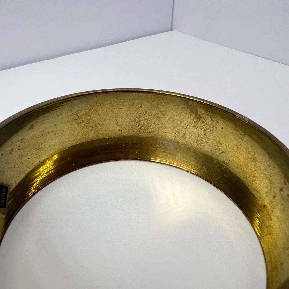 Vintage Brass Bangle Bracelet Ribbed Handcrafted India Boho Stackable 70s Retro